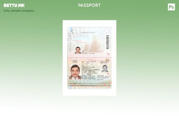 Модерен стил присутен шаблон за пасош на Антигва и Барбуда